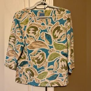 Lara Lane Women’s Elegant Floral Print Women's Blouse 3/4 sleeves Size Large.